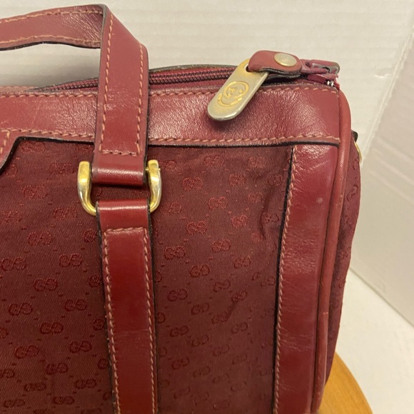 Vintage Gucci Burgundy Micro G Canvas Boston Bag - Picture 3 of 15